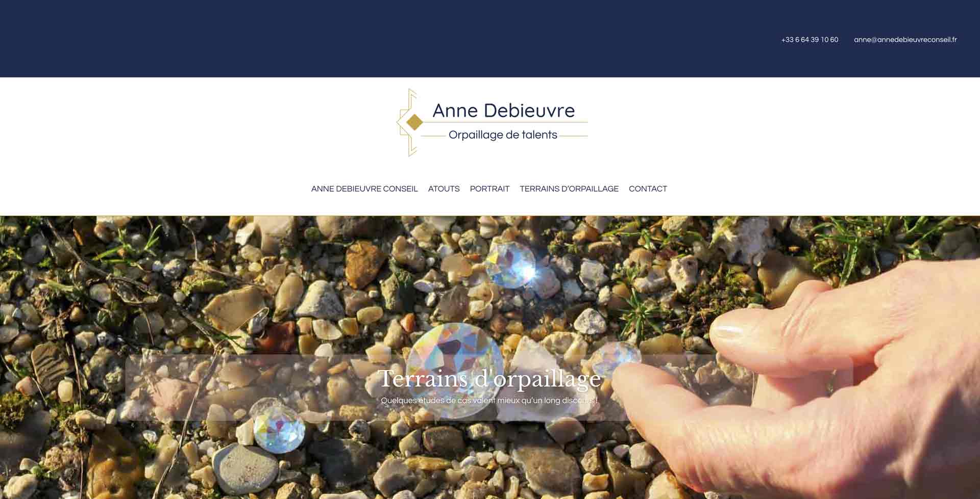 Site internet, d'Anne Debieuvre conseil, une réalisation des vases communicants